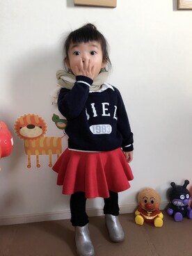 「あんぱんまん大好き」｜NANA☆SHIN😘さん（キッズ・80cm）の冬コーディネート