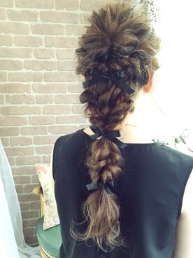 「Handmade（ハンドメイド）のアイテム（その他ヘアアクセサリー、ブラック系）」を使った、aliceayakoさん（レディース・148cm）の秋コーディネート