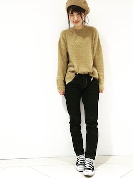 「フェザー」｜「アイテム（ハンチング/ベレー帽）」を使った、shiraiさん（レディース・160cm）の冬コーディネート
