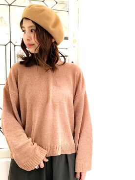 「ゆるゆる」｜「アイテム（ハンチング/ベレー帽）」を使った、shiraiさん（レディース・160cm）の秋コーディネート