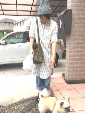 「RETRO GIRL（レトロガール）のアイテム（シャツワンピース）」を使った、みかげさん（レディース・155cm）の秋コーディネート