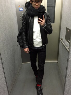 「赤い靴下」｜yuta.さん（メンズ・166cm・20代）の冬コーディネート