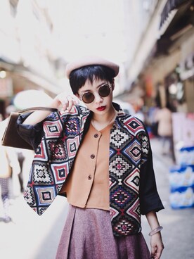 「Handmade（ハンドメイド）のアイテム（ブルゾン）」を使った、kawakoさん（レディース・164cm）の夏コーディネート
