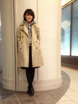 「リバーシブル」｜「アイテム（トレンチコート）」を使った、Nakamuさん（レディース・158cm）の秋コーディネート