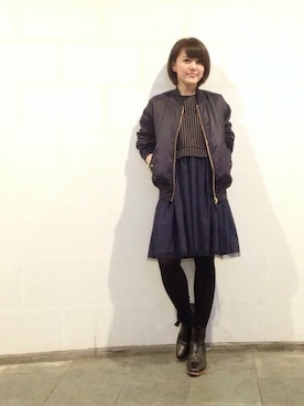 「リバーシブル」｜「アイテム（レインシューズ）」を使った、Nakamuさん（レディース・158cm）の秋コーディネート