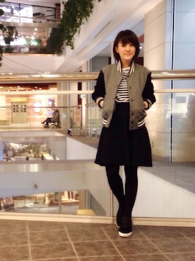 「Rinajour（リナジュール）のアイテム（スタジャン）」を使った、Nakamuさん（レディース・158cm）の秋コーディネート