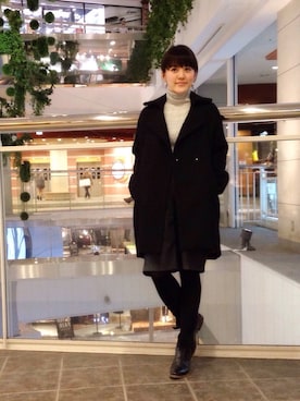「コクーンコート」｜「アイテム（ダウンジャケット/コート）」を使った、Nakamuさん（レディース・158cm）の冬コーディネート