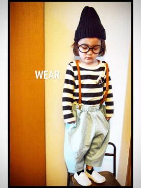 「ボーダーTシャツ」｜junaanco✩⃛さん（キッズ・90cm）の春コーディネート