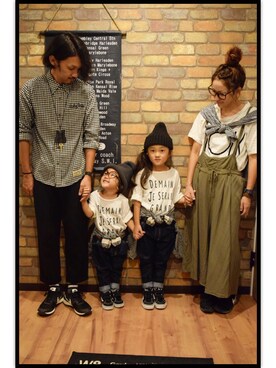 「niko and...（ニコアンド）のアイテム（サロペット/オーバーオール）」を使った、junaanco✩⃛さん（キッズ・90cm）の秋コーディネート