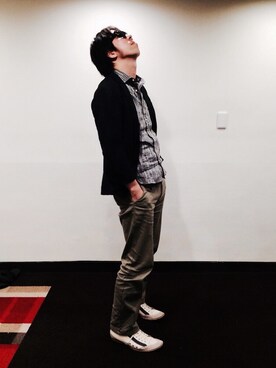 「MORGAN（モルガン）のアイテム（トップス）」を使った、スミソニアンさん（メンズ・181cm）の秋コーディネート