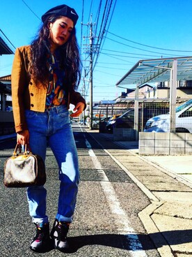 「SAINT LAURENT PARIS（サンローランパリ）のアイテム（ジャケット/アウター）」を使った、meridaさん（レディース・162cm）の冬コーディネート