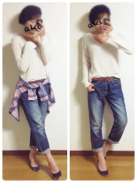 「サマーニット」｜「アイテム（その他アウター）」を使った、akiさん（レディース・162cm）の夏コーディネート