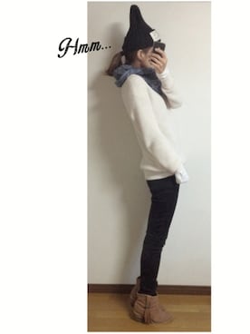 「ブーツイン」｜「アイテム（ポンチョ）」を使った、akiさん（レディース・162cm）の秋コーディネート
