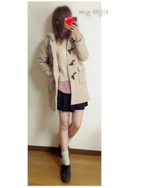 「LEPSIM（レプシィム）のアイテム（ダッフルコート）」を使った、akiさん（レディース・162cm）の秋コーディネート