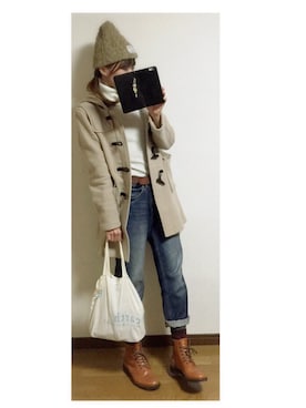 「LEPSIM（レプシィム）のアイテム（ダッフルコート）」を使った、akiさん（レディース・162cm）の冬コーディネート