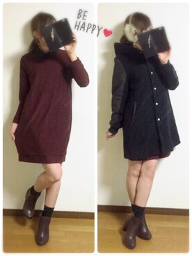 「niko and...（ニコアンド）のアイテム（スタジャン）」を使った、akiさん（レディース・162cm）の冬コーディネート