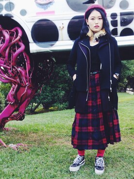 「TAIPEI」｜「アイテム（ダウンジャケット/コート）」を使った、Doritsu Huangさん（レディース・171cm）の冬コーディネート