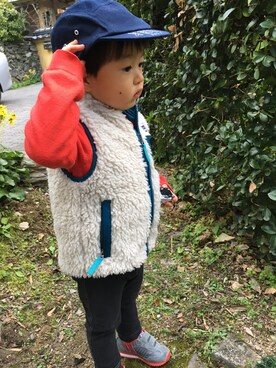 「アイテム（ダウンベスト）」を使った、＊57さん（キッズ・90cm）の秋コーディネート