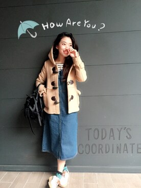 「貝斯奇のアイテム（つなぎ/オールインワン、ブルー系）」を使った、Katherine.Cさん（レディース・158cm）の春コーディネート
