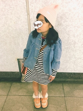 「axes femme（アクシーズファム）のアイテム（シューズ）」を使った、u-tanさん（キッズ・110cm）の春コーディネート