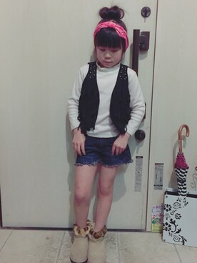 「INGNI first（INGNI first）のアイテム（トップス）」を使った、u-tanさん（キッズ・110cm）の春コーディネート