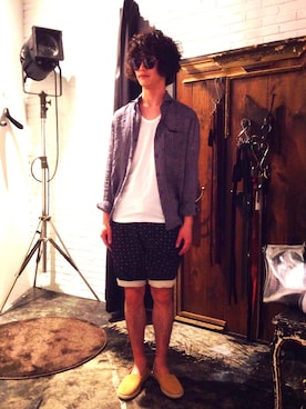 「HALB（ハルプ）のアイテム（パンツ）」を使った、ATMさん（メンズ・173cm）の春コーディネート
