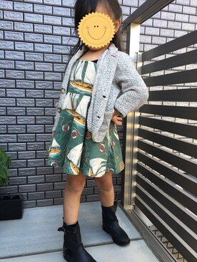 「ZARA（ザラ）のアイテム（カーディガン/ボレロ、ベージュ系）」を使った、Sachiさん（キッズ）の秋コーディネート