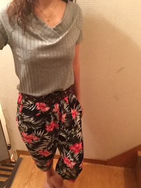 「JEANS MATE（ジーンズメイト）のアイテム（パンツ、ブラック系）」を使った、c🐰さん（レディース・152cm）の夏コーディネート