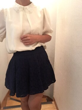 「Heather（ヘザー）のレースタックキュロット　562445（その他パンツ、ブルー系）」を使った、c🐰さん（レディース・152cm）の秋コーディネート