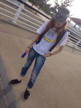 「RCWB（アールシーダブリュービー）のアイテム（ニットキャップ/ビーニー）」を使った、miho.さん（レディース・164cm）の秋コーディネート