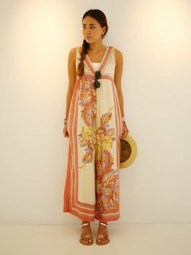 「アイテム（つなぎ/オールインワン、イエロー系）」を使った、Kitamuraさん（レディース・168cm）の夏コーディネート