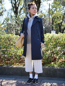 「ソックス」｜「アイテム（トレンチコート）」を使った、Kitamuraさん（レディース・168cm）の冬コーディネート