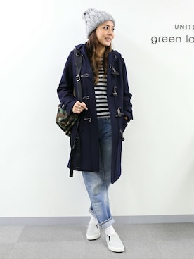 「ボーイフレンドデニム」｜「アイテム（ダッフルコート）」を使った、Kitamuraさん（レディース・168cm）の秋コーディネート