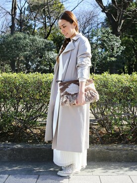 「マキシスカート」｜「アイテム（トレンチコート）」を使った、Kitamuraさん（レディース・168cm）の春コーディネート
