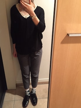 「SQUOVAL（スクオーバル）のアイテム（パンツ）」を使った、ヒジコさん（レディース・160cm）の春コーディネート