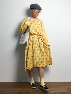 「長袖ワンピース」｜「アイテム（シューズ）」を使った、ひいこさん（レディース・154cm）の夏コーディネート