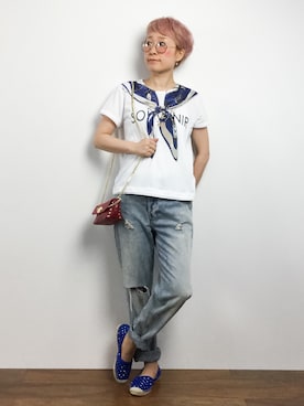 「Soareak（ソアリーク）のアイテム（シューズ）」を使った、ひいこさん（レディース・154cm）の夏コーディネート