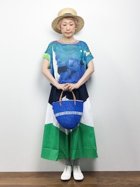 「Raisonne（レゾネ）のアイテム」を使った、ひいこさん（レディース・154cm）の夏コーディネート