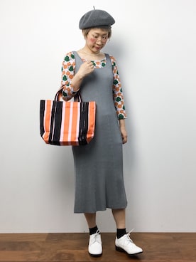 「アイテム（トートバッグ、オレンジ系）」を使った、ひいこさん（レディース・154cm）の夏コーディネート