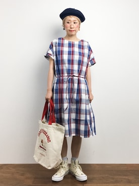 「SURF'S UP PEANUTS（サーフズアップピーナッツ）のアイテム」を使った、ひいこさん（レディース・154cm）の夏コーディネート