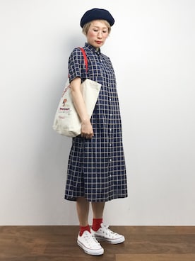 「SURF'S UP PEANUTS（サーフズアップピーナッツ）のアイテム」を使った、ひいこさん（レディース・154cm）の夏コーディネート