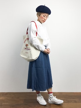 「SURF'S UP PEANUTS（サーフズアップピーナッツ）のアイテム」を使った、ひいこさん（レディース・154cm）の夏コーディネート