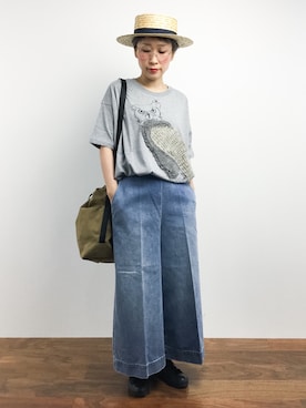 「FIL DE FER（フィルデフェール）のアイテム（パンツ）」を使った、ひいこさん（レディース・154cm）の夏コーディネート