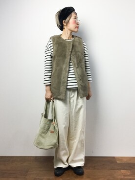 「hobo(ホーボー)のアイテム(トートバッグ)」を使った、ひいこさん(レディース・154cm)の秋コーディネート