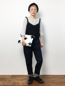 「ロールアップ」｜「アイテム（キャミソール）」を使った、ひいこさん（レディース・154cm）の秋コーディネート