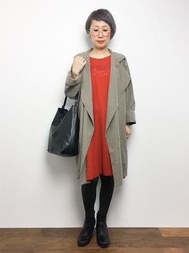 「二次会」｜「アイテム（その他アウター）」を使った、ひいこさん（レディース・154cm）の秋コーディネート