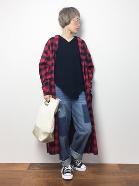 「DOUBLE NAME（ダブルネーム）のアイテム（その他アウター）」を使った、ひいこさん（レディース・154cm）の秋コーディネート