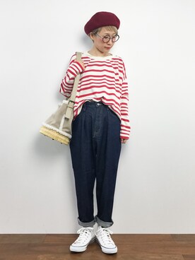 「Luz Llena (NEY)（ラズレナニー）のアイテム（帽子）」を使った、ひいこさん（レディース・154cm）の秋コーディネート