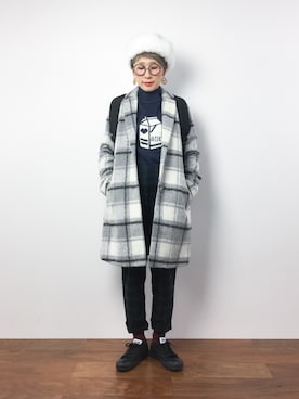 「Burner（バーナー）のアイテム（ハンチング/ベレー帽）」を使った、ひいこさん（レディース・154cm）の秋コーディネート