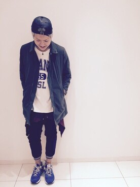 「DANKE SCHON（ダンケシェーン）のアイテム（キャップ）」を使った、宮padさん（メンズ・178cm）の春コーディネート